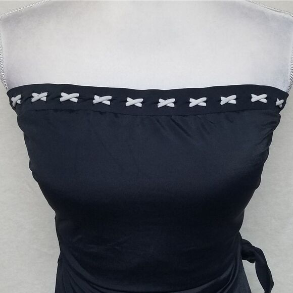 VINTAGE Le Cove Black Strapless Cross Swimsuit - Picture 3 of 13